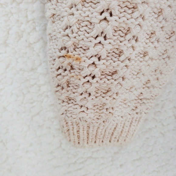 Vtg Alps Cardigan Sweater L Ivory Cotton Grandmacore Button-Up Needlepoint 80s - Picture 14 of 15